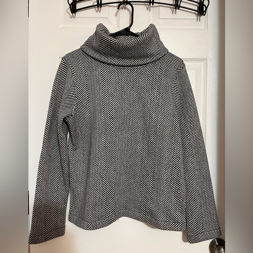 Black and white striped turtle neck sweater